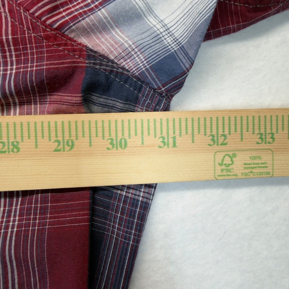 High Noon Western Shirt Mens 4XL Red Blue Plaid Pearl Snap Short Sleeve - Picture 6 of 7